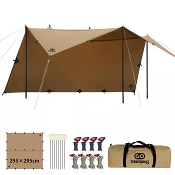 GOGlamping Square Tarp TC Square Tarp Polycotton Bonfire Safe Loops и специальная водонепроницаемая лента 500 мм Водонепроницаемый водоотталкивающий светильник