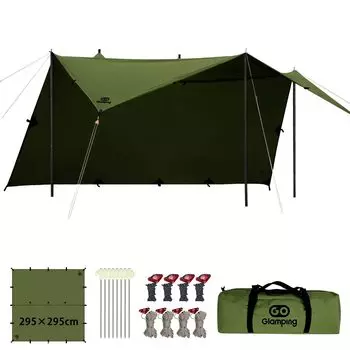 GOGlamping Square Tarp TC Square Tarp Polycotton Bonfire Safe Loops и специальная водонепроницаемая лента 500 мм Водонепроницаемый водоотталкивающий светильник