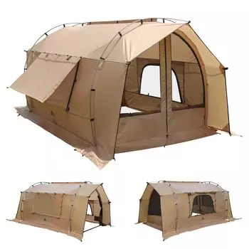 GOGlamping Tunnel Отдельно стоящий для инструмента Алюминиевые стойки Передняя и задняя двери с боковой дверью 3D-окно с защитой от насекомых Давление воды Легко устанавливается Solo Duo песочный