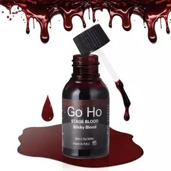 Goho Halloween Fake Blood Washable 1oz Sticky Cosplay SFX Zombie Vampire Dark Red, 30ML (1 унция) Темная поддельная кровь