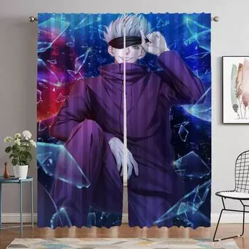 Gojo Satoru Home Interior Шторы для гостиной Шторы от комаров 2 шт. Тюль для перегородки в спальню W50xH70cmx2pcs-CL