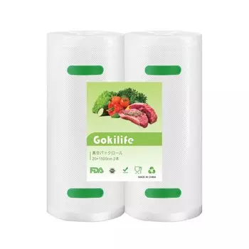 Gokilife вакуумная упаковка рулон вакуумная упаковка пакет набор из 2 BPA бесплатный безопасный материал пищевой запайщик рулон для вакуумной упаковочной машины сменный вакуумный рулон