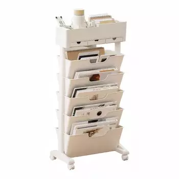 GOKKNI Kitchen Wagon Side Wagon Книжная полка Тонкая стойка для журналов Хранение документов Полка для хранения документов Полка для кухни с роликами Подставка для книг