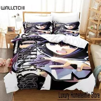 Gokukoku No Brynhildr Постельное белье Односпальная кровать Твин Полная двуспальная кровать размера King Size для взрослых и детей Спальня Пододеяльник Аниме Простыня 70x133cm 2pcs