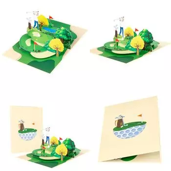 Гольф 3D Pop Up Открытка ручной работы, Pop Up Поздравительная открытка, Спортивная открытка, Открытка с днем рождения Открытка на День отца с подарочным конвертом