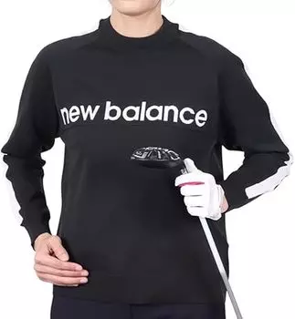 Гольф с круглым вырезом, трикотажный, Бренд 1 [New Balance], Женский, Водоотталкивающий (Эластичный, Логотип) / 012-5170501 010_Черный [M]