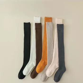 Гольфы Детские высокие носки Утепленные флисовые чулки Махровые компрессионные носки One Size серый