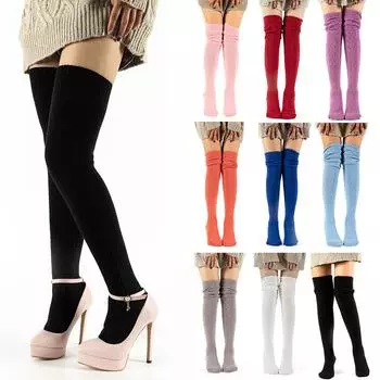 Гольфы длиной до колена, вязаные носки, толстые теплые длинные носки из шерсти, женские носки one size