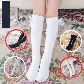 Гольфы для девочек, детские гольфы, хлопковые длинные носки с бантом, для малышей, маленьких принцесс, популярные высокие носки для телят 28cm белый