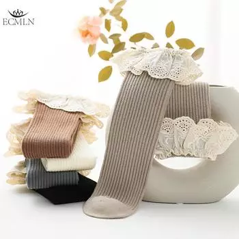 Гольфы до колена для маленьких девочек, летние однотонные дышащие длинные носки из мягкого хлопка с бантом для девочек One Size белый