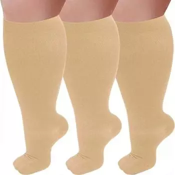 Гольфы до колена, очень широкие, размер плюс 7XL, для ходьбы, носки, компрессионные носки для бега, мужские 4Xl-Skin Color Toe wrap