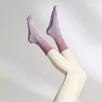 Гольфы до колена Сетчатая в ромбик Дышащие Впитывающие пот Носки для йоги Maple Leaf Purple Powder