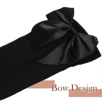 Гольфы с черным бантом Гольфы с черным бантом Непрозрачные чулки с бантом Гольфы с атласными бантами Чулки до колена с бантами Женские непрозрачные