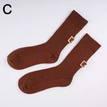Гольфы средней длины, гольфы средней высоты, сохраняющие тепло, вязаные носки для сноубордических ботинок, пятка с пушистой этикеткой, однотонные женские носки для сноубордических ботинок