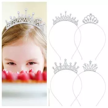 Gold Birthday Crown Zinc Zinc Alloy Rhinestone Headband Luxury Rhinestone Tiara Bridal B