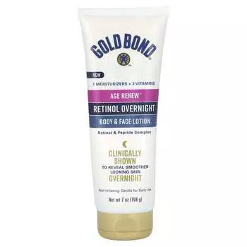 Gold Bond, Age Renew, ночной лосьон для тела и лица с ретинолом, 7 унций (198 г)