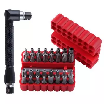 GOLD DEER 33 шт. Набор бит Torx Security, магнитный удлинитель, держатель бит L, гаечный ключ, звездообразная бита, звездообразная бита, набор бит Torx, звездообразная бита, набор шестигранных ключей