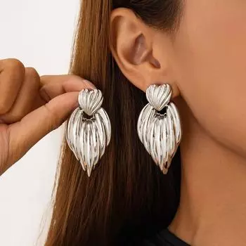 Gold Exaggerated Drop Earrings Vintage Geometric Ear Stud Cool Metal Irregular Earrings Female Style6-Gold