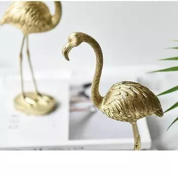 Gold Flamingo Figurine Statue Resin Animal Sculpture Artwork Home Decor A