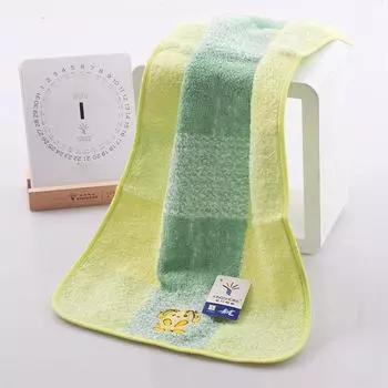 Gold Kids Towel Pure Cotton Soft Plaid Fabric Satin Embroidered Children Towel T1127h Three Colors Optional Green 48x25cm