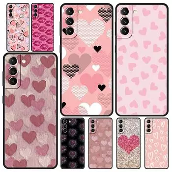 Gold Pink Rose Glitter Hearts Soft Phone Case For Samsung Galaxy S24 S23 S22 S20 Ultra S21 FE 5G S10 S9 Plus S10E S8 20 Cover Samsung S22 5G