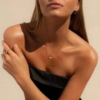 Gold Plated Necklace for Women Simple Pendant Chain Choker Long Necklace Faith