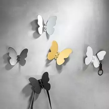 Gold/Silver/Black Butterfly Wall Hooks Stainless Steel Towel Hangers Coats серебряный