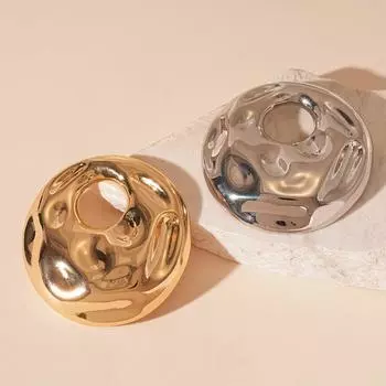 Gold/Silver Color Water Ripple Pins Round Hollow Out Brooch Irregular Geometric Brooch Women серебряный