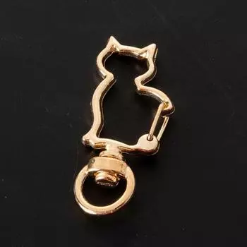 Gold Silver Plated Cat Connecting Ring Zinc Zinc Alloy DIY Keychain Buckle Split Key Ring Connector Gift