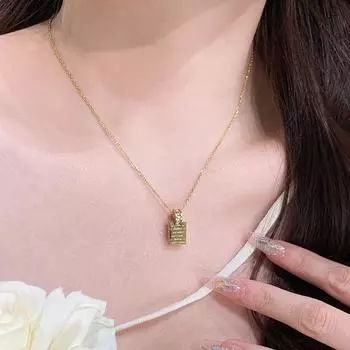 Gold Titanium Steel Accessible Luxury Women s Jewelry Pendants Necklace Golden Love Letter Necklace-Titanium Steel