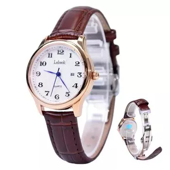 Gold Waterproof Popular Thin Sparkling Cute Japanese Quartz Lightweight Tungsten Present Band White Women s (Brown + Dial)