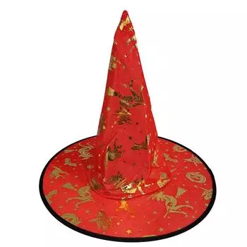 Gold Witch Hats Embossed Hats Magical Makeup Halloween Party Ball Prop Dressing StyleH