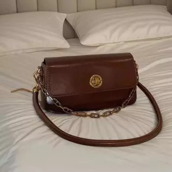 Золотая осень Римская маленькая квадратная сумка женская 2024 новая сумка через плечо подмышкой сумка-мессенджер для поездок на работу коричневый