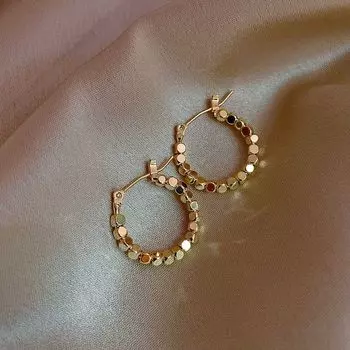 Golden Circle South Korea Internet Hot French Earrings Gold [main picture]]