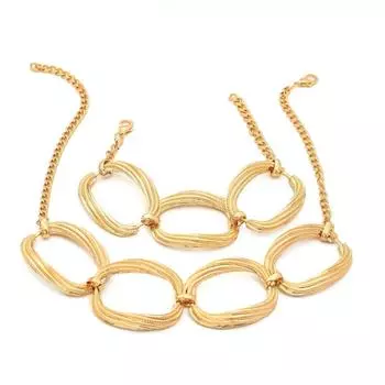 Golden Color Geometric Necklace Multi-layer Line Gothic Style Necklace Casual Wear