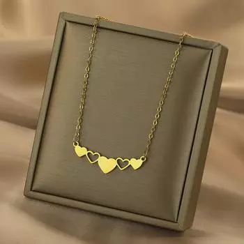 Golden Color Heart-shaped Pendant Necklace Alloy Choker For Women Perfect Accessory For Daily And Party Occasions золотой
