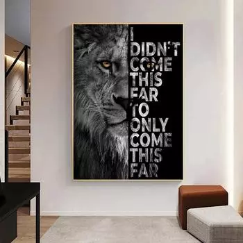 Golden Eyes Lion Photo Print Modern Wall Art Canvas Poster Motivational Phrase Animal Picture for Living Room Home Decor Cuadros 21x30cm No Framed