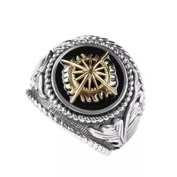 Golden Light Ring for Men, Personalized Hip Hop Retro European and American Food Ring Accessories Gift opening adjustable