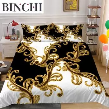 Golden Luxury Duvet Cover Patterns Exotic Luxury Duvet Cover European Design Retro Duvet Cover Bedding Sets For Bedroom Women EU single(135x200cm)