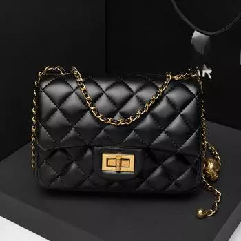 Golden Pearl Square Fat Bag Spring and Summer Ringer Chain Bag Single Shoulder Crossbody Small Fragrant Woman Bag Foreign Style
