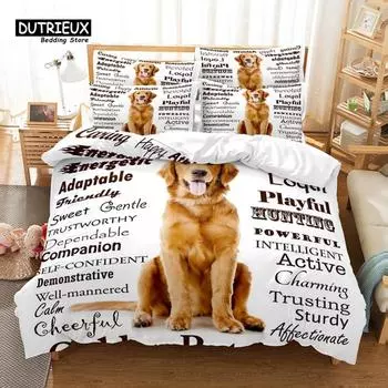 Golden Retriever Duvet Cover Set, Fashion Bedding Set, Soft Comfortable Breathable Duvet Cover, For Bedroom Guest Room Decor EU single(135x200cm)