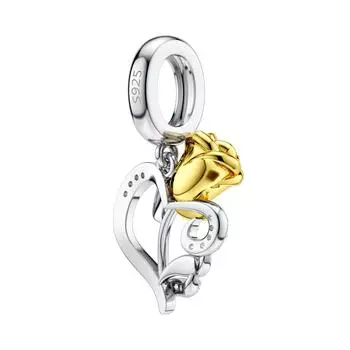 Golden Rose Charm 925 Sterling Silver Charm Beads Fit Silver 925 Original DIY Bracelets Fashion Women Jewelry