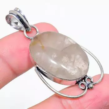 Подвеска из стерлингового серебра 925 пробы с золотым рутиловым камнем 1,97 дюйма E0j37 золотистый