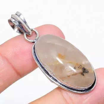Golden Rutile Gemstone 925 Sterling Silver Jewelry Pendant 2.01 C4I94 золотистый