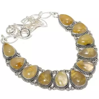 Golden Rutile Gemstone Handmade 925 Silver Jewelry Necklace 18 JCN370-94
