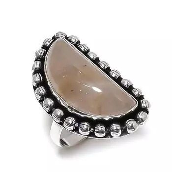 Golden Rutile Gemstone Handmade 925 Sterling Silver Jewelry Ring Size 8 t1p90