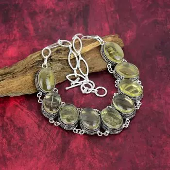 Золотое рутиловое ювелирное ожерелье ручной работы с драгоценными камнями, старинное ювелирное ожерелье из стерлингового серебра 925 пробы, для подарка на помолвку Adjustable With 18 Inches жёлтый