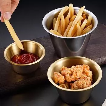 Golden Stainless Steel Sauce Dish Dipping Bowls Container Kitchen Seasoning Round Cup Appetizer Ketchup Spice Bowl