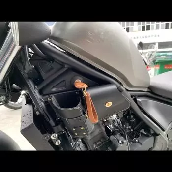 GOLDFAUST Rebel Genuine Leather Engine Side Bag Engine Side Bag Engine Cover Tool Bag Drink Holder Accessory Case Engine Hidden MC49 MC49 REBEL REBEL
