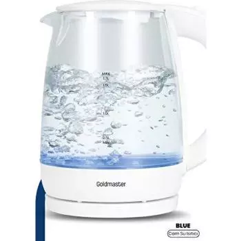Goldmaster Blue 2200 Вт 1,7 л Стеклянный чайник с подсветкой Чайник Белый